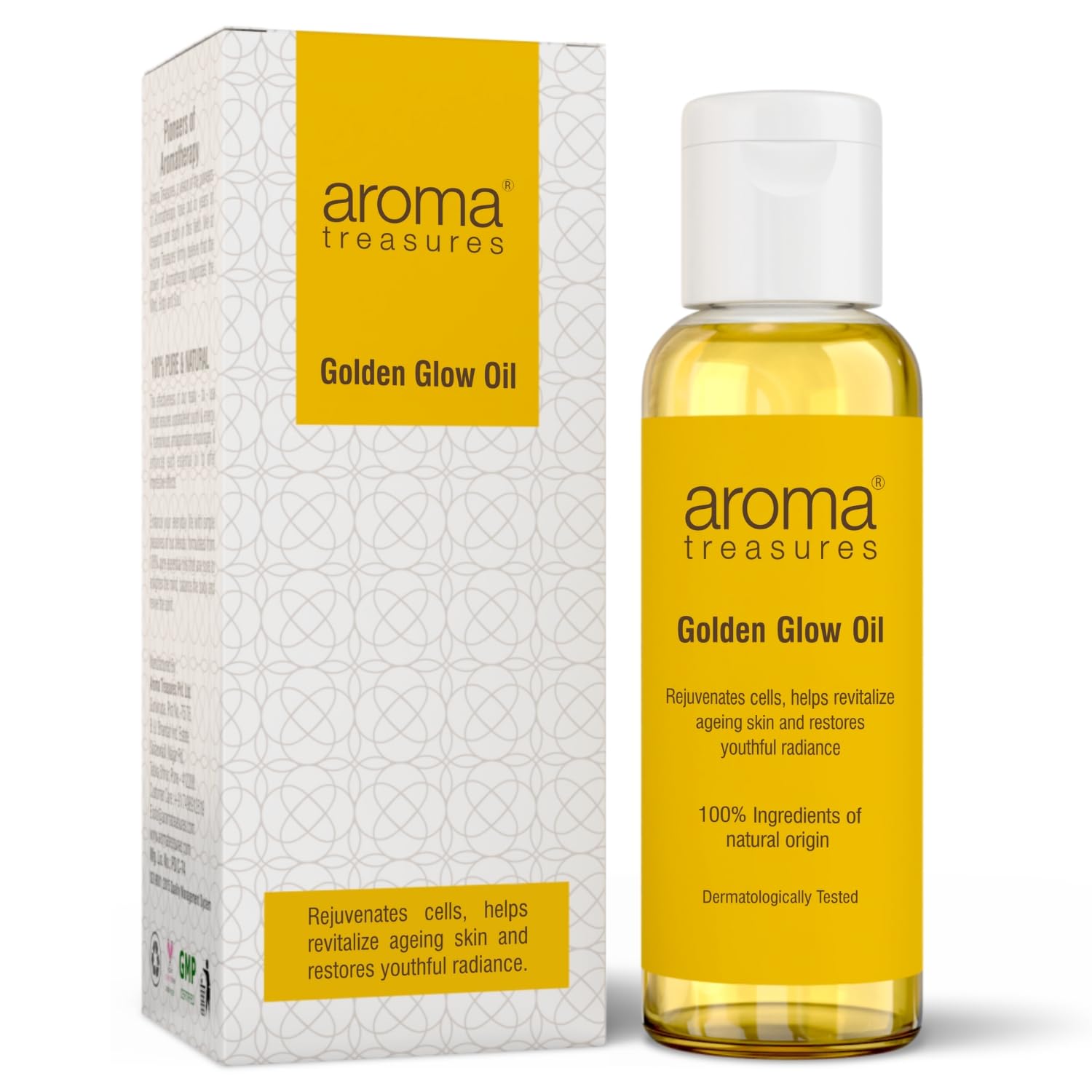 Aroma Treasures Golden Glow Facial Oil (50ml) – Turmeric & Calendula Anti-Pigmentation Blend for Youthful Radiance, 100% Natural | Deep Moisture, Dark Spot Reduction, Firmness & Glow Boost