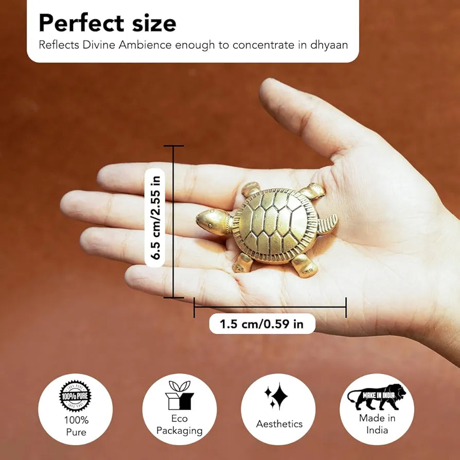 Ekhasa Pure Brass Feng Shui Tortoise for Good Luck Tortoise-Set of 2