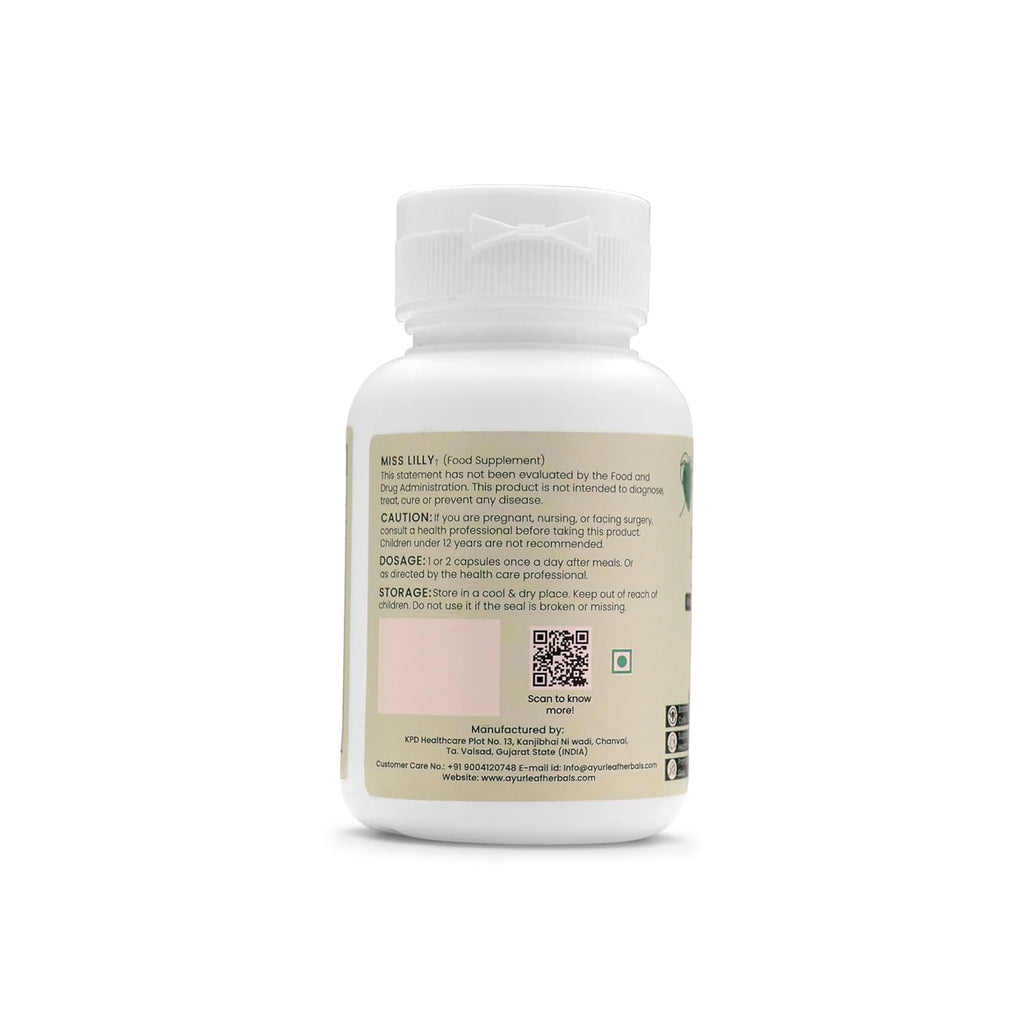 Ayurleaf Herbals - Miss Lilly Extract Blended Capsules 450 Mg | 60 Veggie Capsules for Women