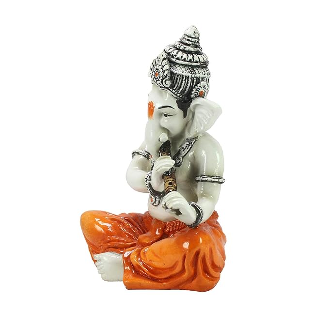 Ecraftindia Lord Ganesha Playing Flute Statue