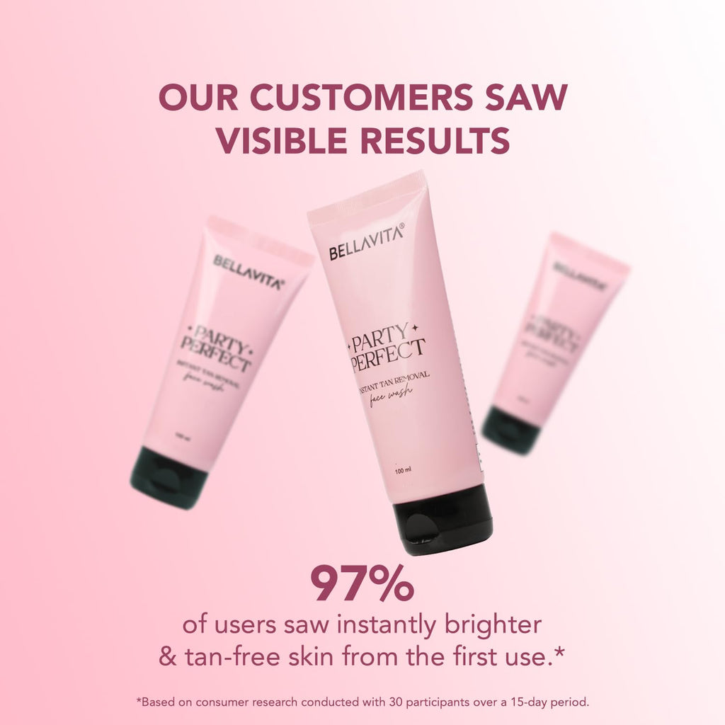 BELLAVITA Party Perfect 2-in-1 Face Wash | Party-Ready Skin | Instant Tan Removal | Instant Brightening | Even Skin Tone | For Men & Women | 100ml