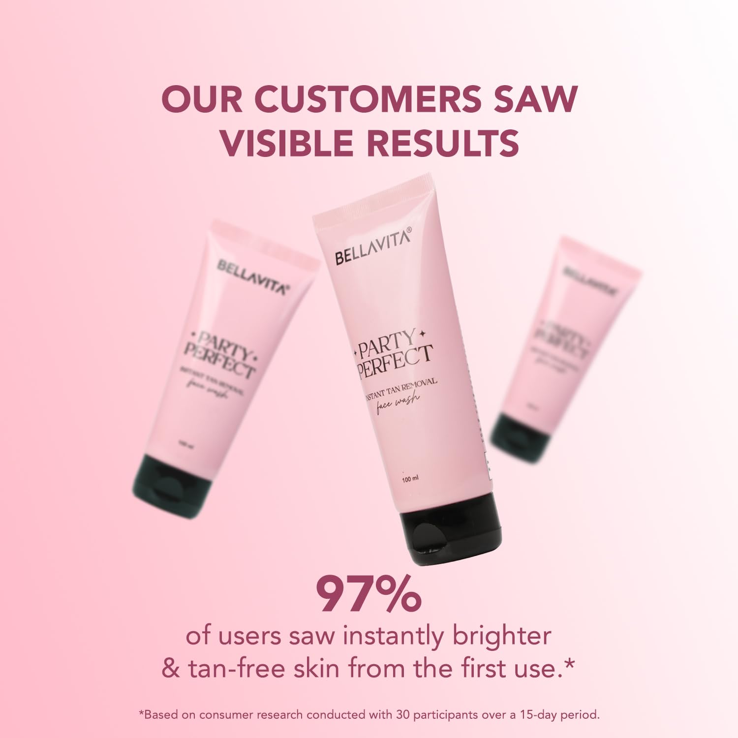 BELLAVITA Party Perfect 2-in-1 Face Wash | Party-Ready Skin | Instant Tan Removal | Instant Brightening | Even Skin Tone | For Men & Women | 100ml