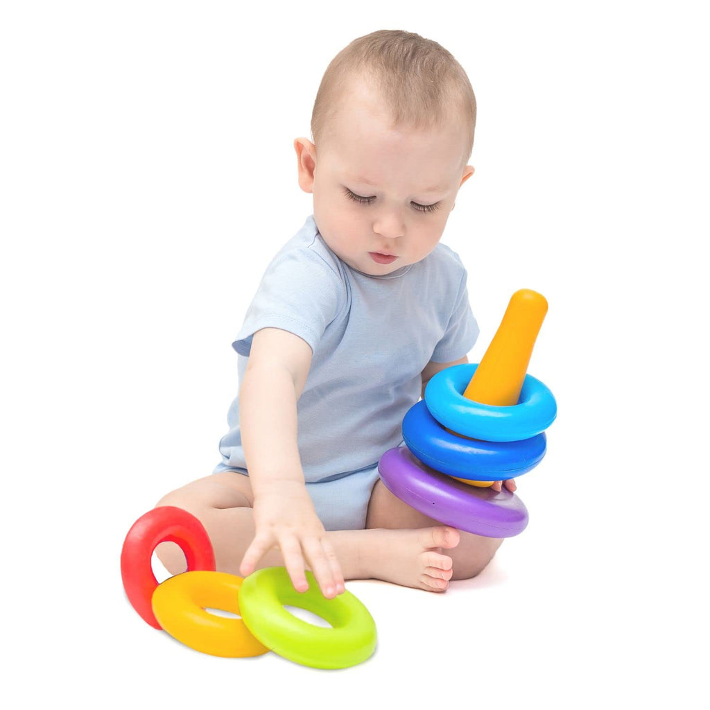 Kids Mandi Smiley Teddy Bear Face Stacking Rings Toys for Kids 7 Ring Multi Color