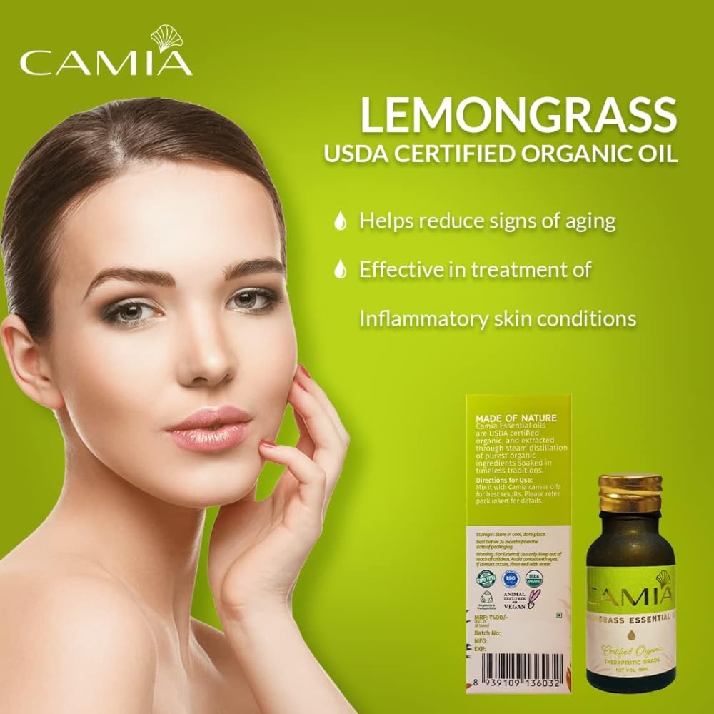 Camia Natural & Organic Lemongrass Essential Oil - 15 ml