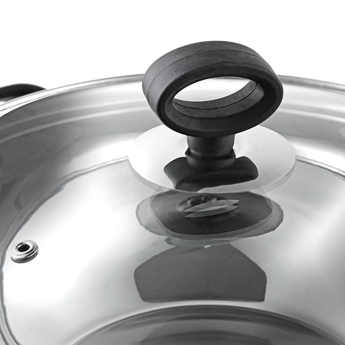 Vinod Stainless Steel Deluxe Kadhai with Glass Lid - 1.5 Litre, 20cm | Extra Thick, SAS Bottom | Soft Handle | Kadai for Cooking