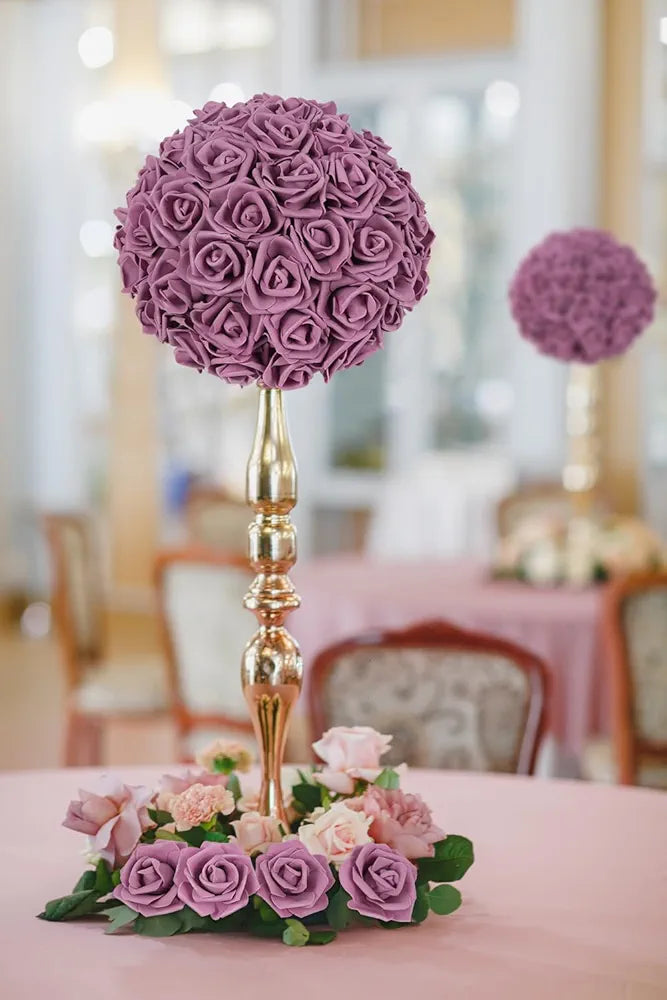 Artificial Rose Flower Heads 100pcs Dusty Rose Foam Fake Roses Bulk 3inch Stemless Faux Flowers Dusty Rose