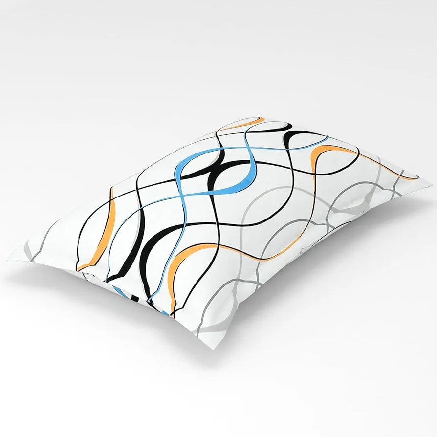 Homefab India 180 TC Microfiber Single BedSheet with 1 Pillow Cover White Waves