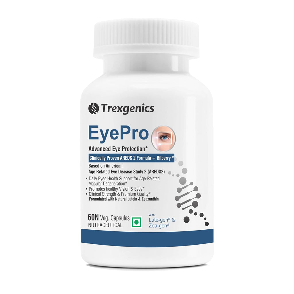 Trexgenics EyePro AREDS-2 Advanced Eye Protection formula with Researched Eye Ingredients Lutein,Zeaxanthin, Zinc, Copper & Bilberry(60 Veg. Capsules)