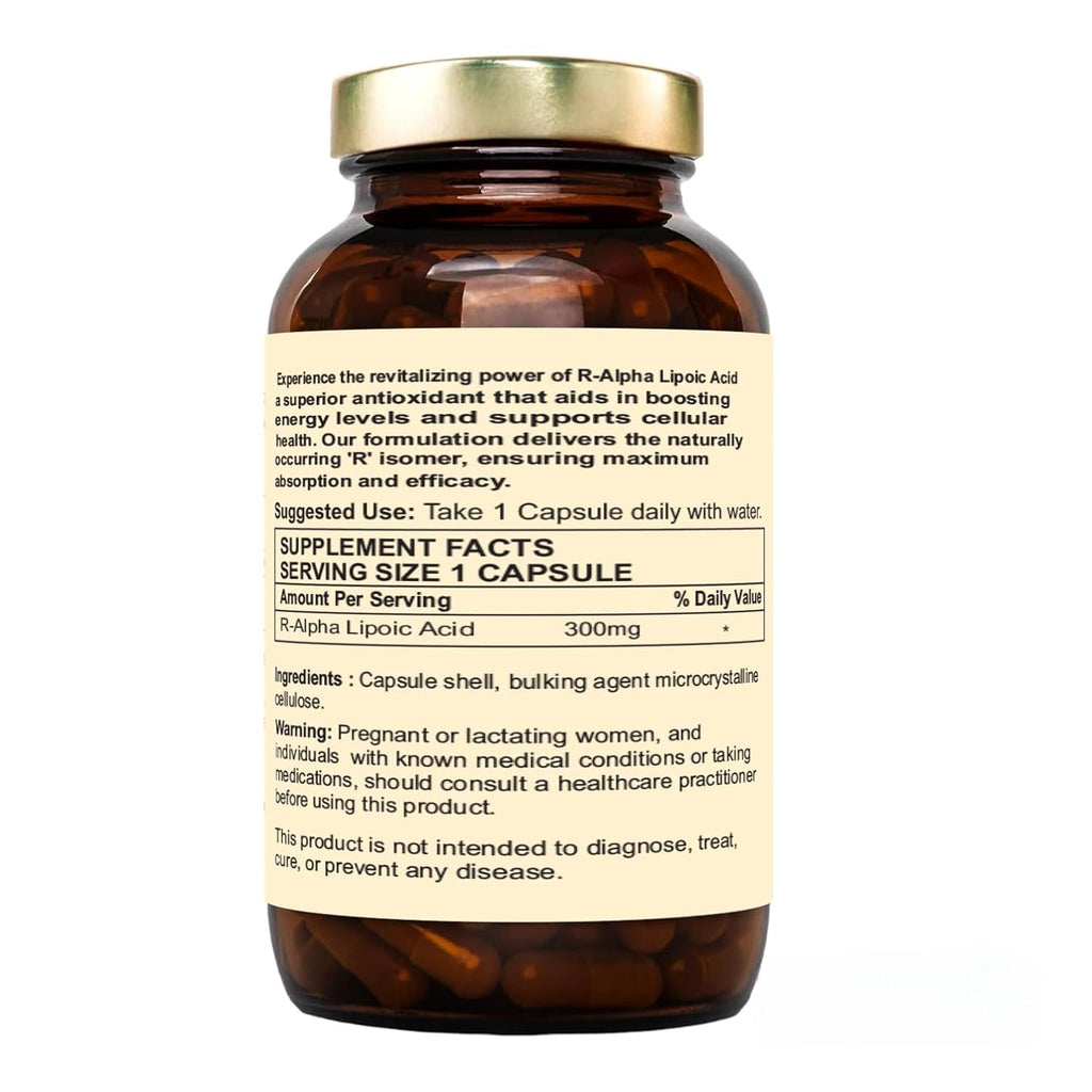 Nutraliebe R-Alpha Lipoic Acid (Thiotic Acid) 300mg - High Potency, Non-GMO, Antioxidant Support, 90 Capsules