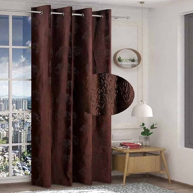 Fresh From Loom Blackout Curtains 8 Feet Long Door Window Curtain Premium Polyester Punch Parda