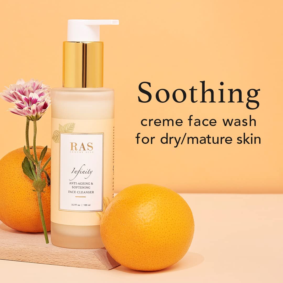 RAS Luxury Oils Infinity Anti Ageing CrÃ¨me Face Cleanser | Face wash With Calendula, Shea Butter & Red Algae | Soothes Skin, Locks In Moisture, Makes Skin Plump & Supple | Intensely Nourishes