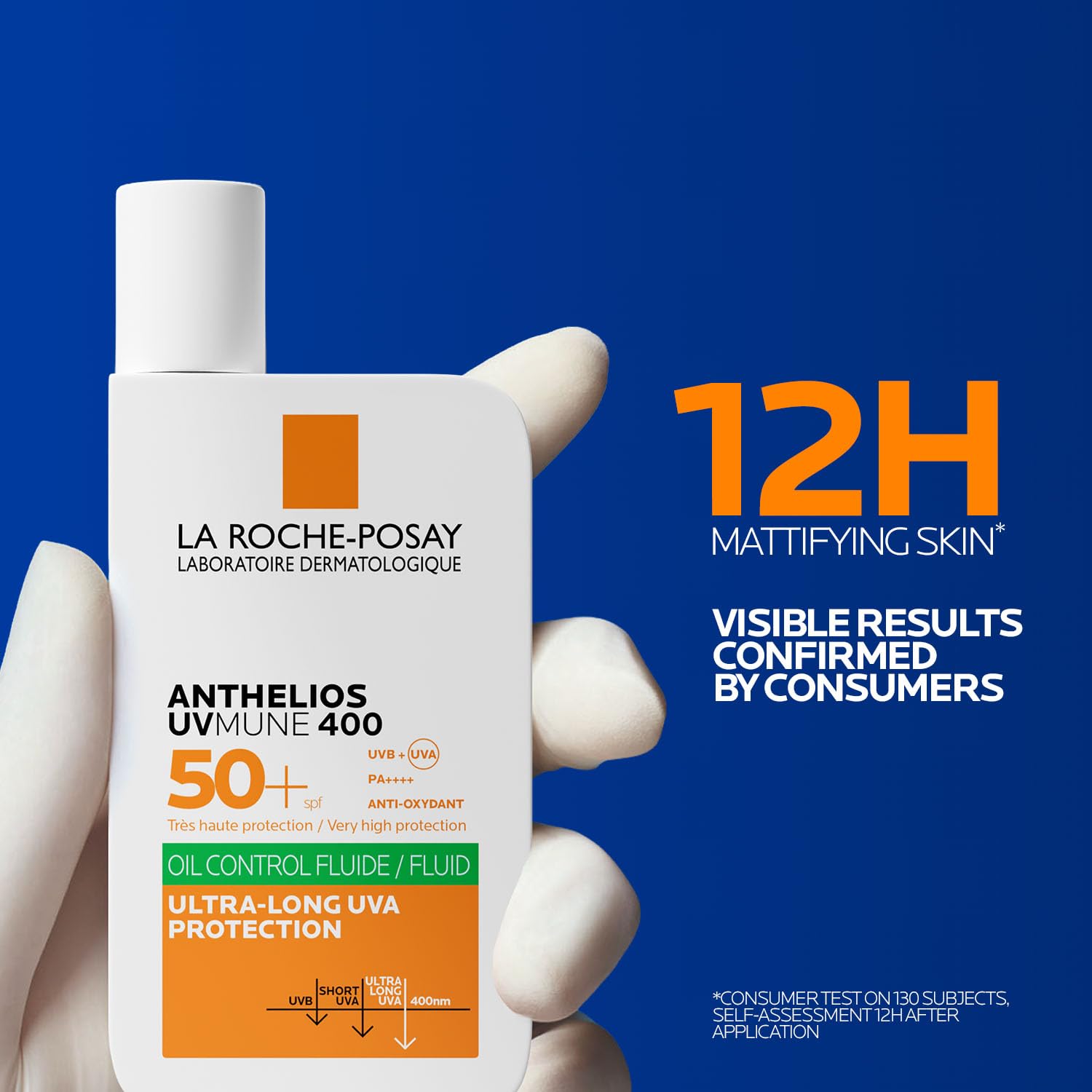 La Roche-Posay Anthelios UVMUNE400 Oil Control Invisible Fluid SPF50+ PA++++ Broad Spectrum UV Protection, Ultra-Lightweight, Mattifying, Non-perfumed Sunscreen for Oily & Acne-Prone Skin, 50ml