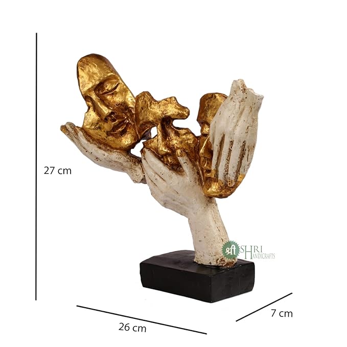 Indicast Resin Modern Human Faces Statue Sculpture Table Desk Decor 10 Inch Handcrafted Decorative Showpiece