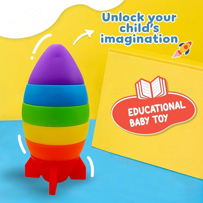Wembley Rocket Stacking Toy Soft Silicone Educational Baby Toys Multicolor