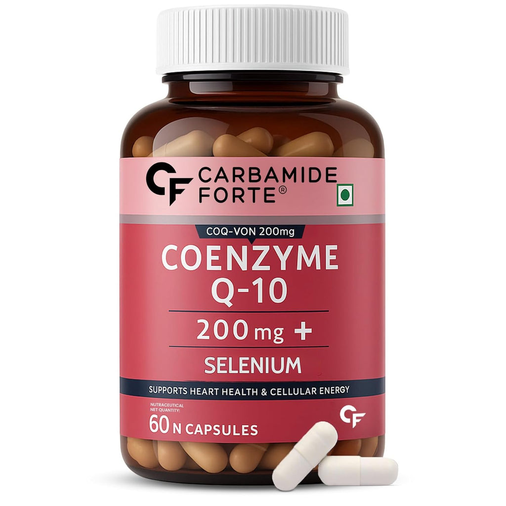Carbamide Forte Coenzyme Q10 (CoQ10) 200mg with Selenium 40mcg | Supports Heart Health and Vascular Health | 100% Vegetarian â€“ 60 Capsules