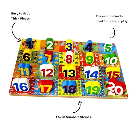 Skillofun Wooden Numbers Chunky Puzzle 2+ Year Learning Puzzle for Numbers Extra Thick Blocks