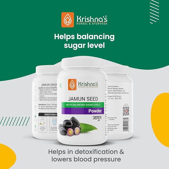 Krishna's Herbal & Ayurveda Jamun Seed Powder - 100 gms