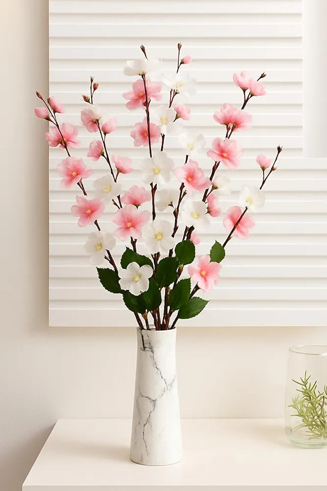 Artificial Flowers Bunch Cherry Blossom Ideal for vase Without vase Pink Mix 55 cm Height Fabric