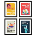 ArtX Paper Big Health Quotes Wall Frame Art PaintingAXF00117-MOT Set of 4
