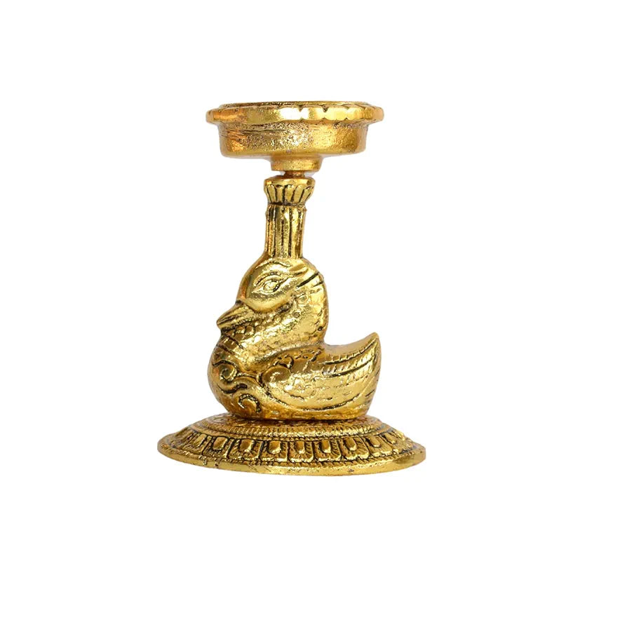 CraftVatika Elegant Metal Duck Candle Holder - Perfect Home Decoration Diwali, Intricate Design Tealight Candle Holders for Home Pooja Room Diwali Christmas Decor, Handpolished Tlight Candle Holder Type 4 - Single Side