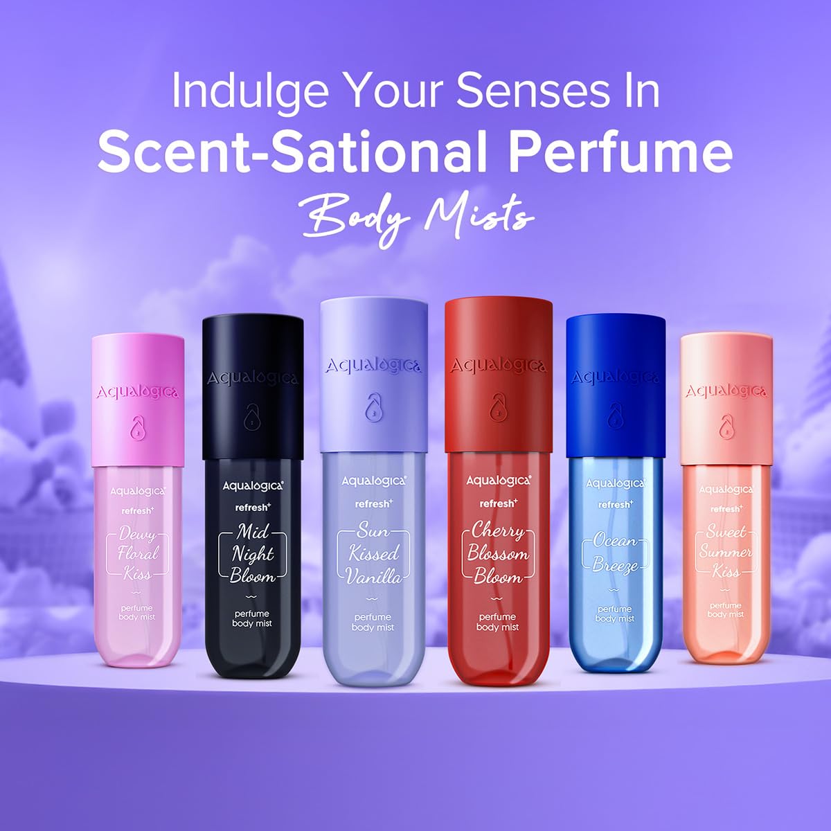 Aqualogica Refresh+ Sun Kissed Vanilla Perfume Body Mist | Warm Vanilla Fragrance | Long- Lasting Fragrance | Double Duty Mist for Hair & Body | Non-Irritating & Hydrating | Skin Friendly | For Men & Women | 150 ml