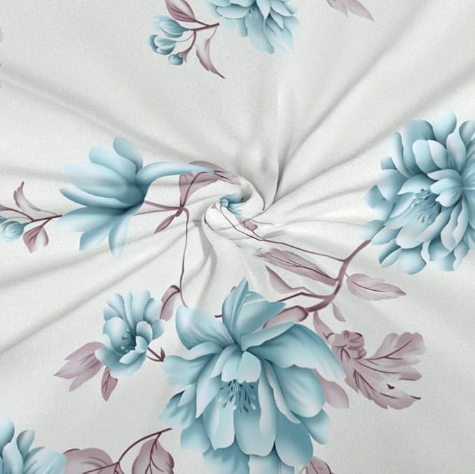 Dreamlet 180tc Cotton Feel All Around Elastic Fitted Bedsheets for Double Bed With 2 Pillow Covers | Off White & Blue