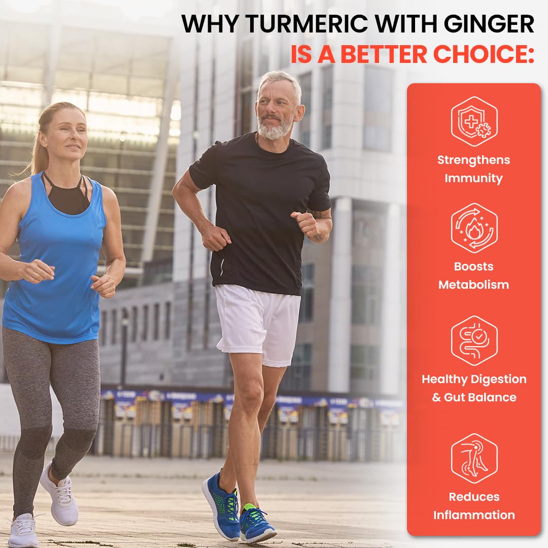 NATURYZ Turmeric + Ginger Gummies â€“ Lung detox Supplement with 95% Curcumin & Piperine | Powerful Joint, Immunity, Respiratory & Inflammation Support | High Absorption Formula with Curcuma Longa Extract | Vegan, Non-GMO, 30 Gummies (Mix Fruit Flavour)