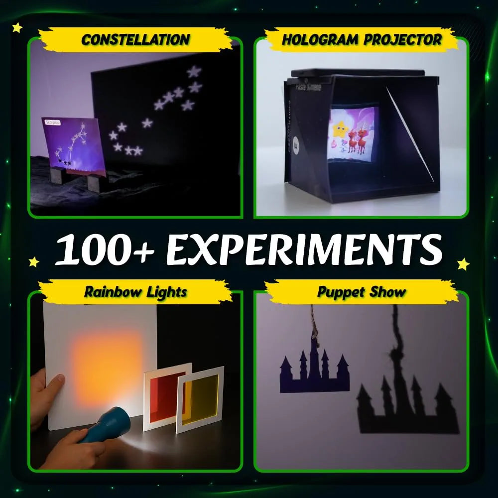 PW Light & Shadow Science Experiment Kit for Kids Ages 8–14, 100+ STEM Experiments with Step-by-Step Manual & 30 Bonus