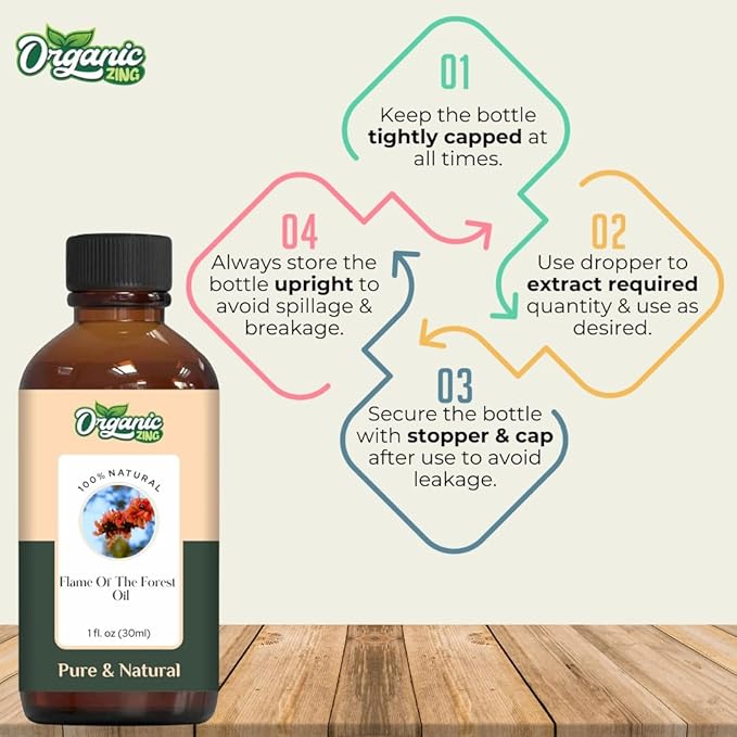 Organic Zing Flame of the Forest (Butea Monosperma) Oil | Essential Oil for Skincare, Aroma & Diffuser - 30 Ml