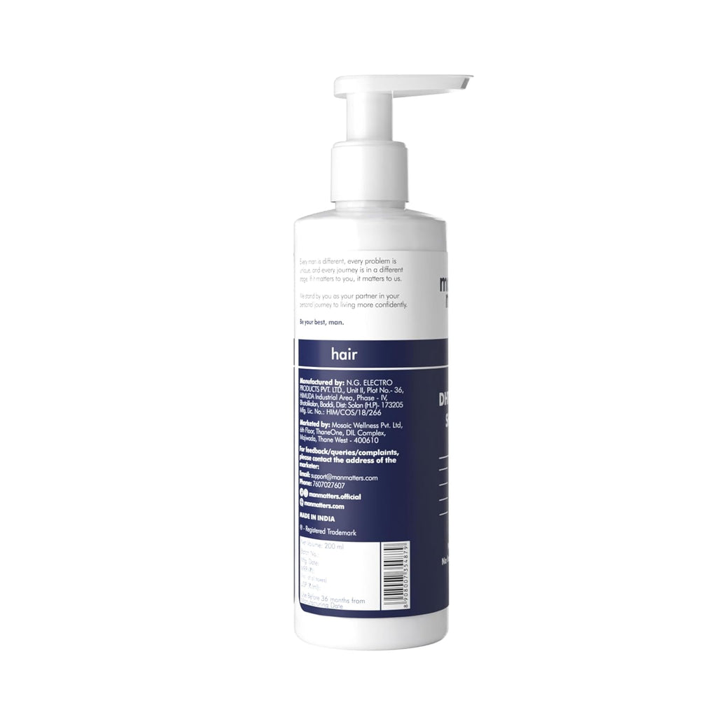 Man Matters DHT Blocking Anti Hair Fall Shampoo 200ml | Paraben & Sulphate Free | With 1% Saw Palmetto, Biotin, Caffeine & Argan Oil | No Side Effects