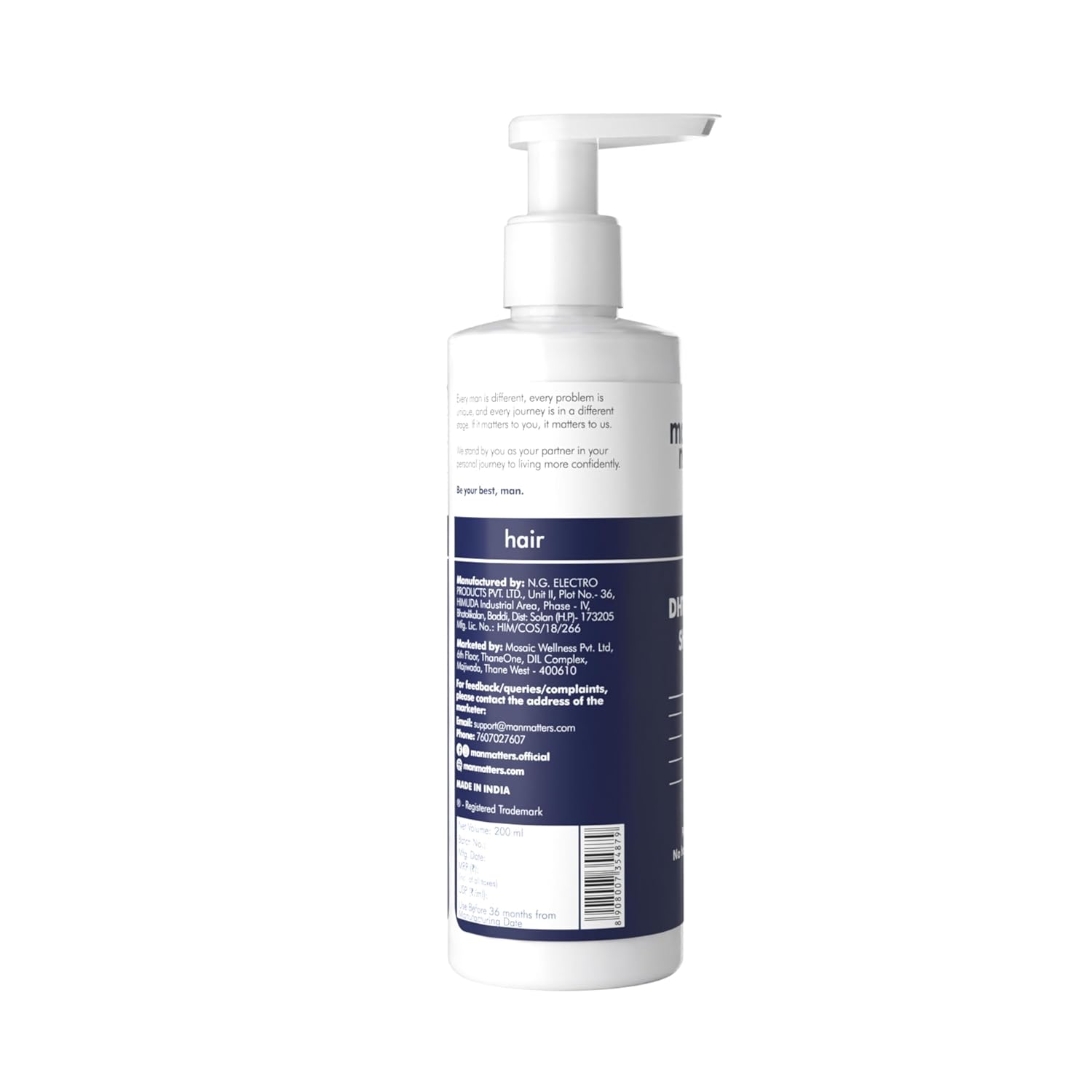 Man Matters DHT Blocking Anti Hair Fall Shampoo 200ml | Paraben & Sulphate Free | With 1% Saw Palmetto, Biotin, Caffeine & Argan Oil | No Side Effects