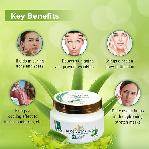 Prisa Organics Organic Aloe Vera Gel For Face Skin and Hairs - 200 gms