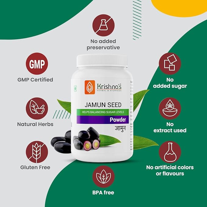 Krishna's Herbal & Ayurveda Jamun Seed Powder - 100 gms