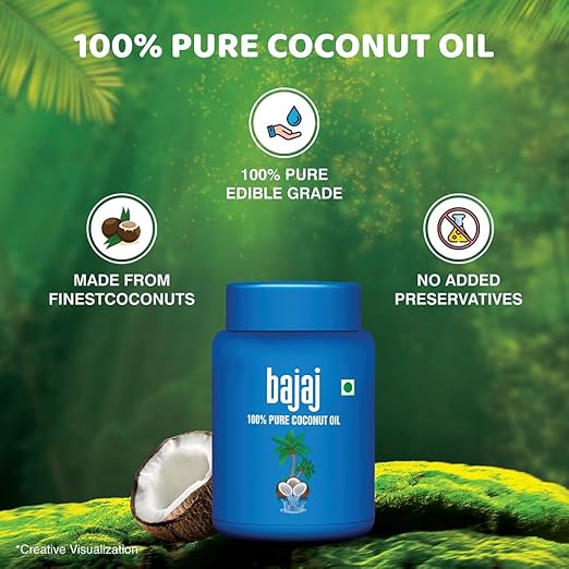 Bajaj Pure Coconut Oil Wide Mouth Jar - 600 ml