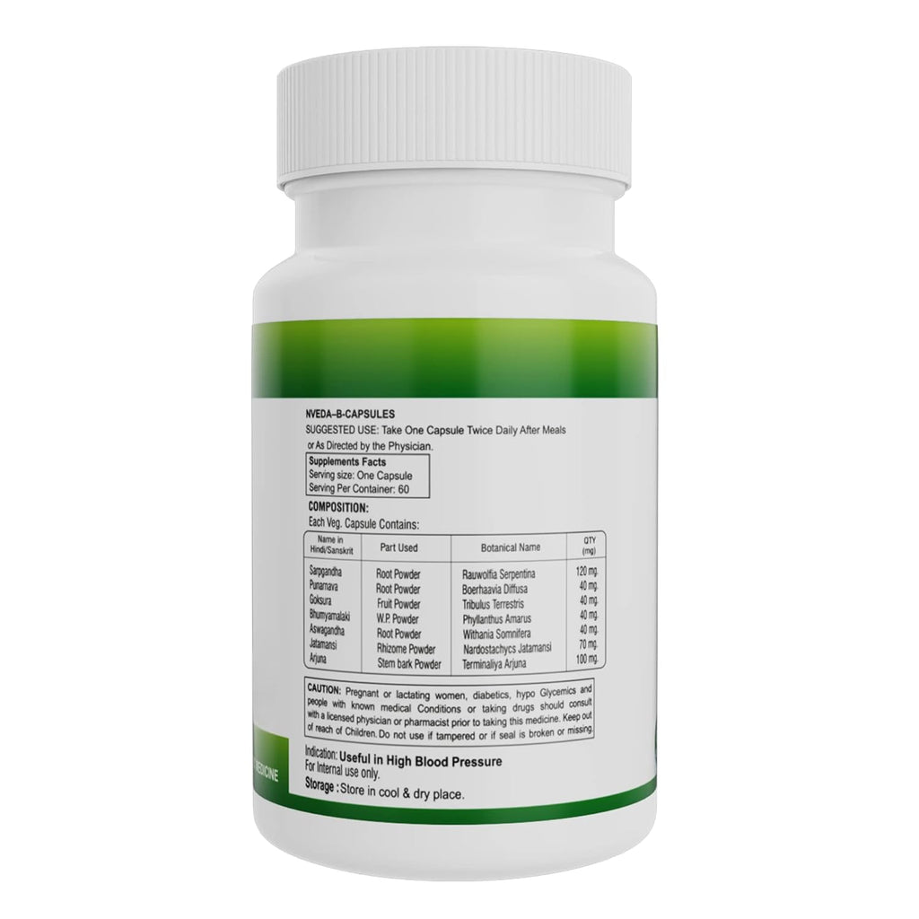 Nveda B Capsules for BP Support, Ayurvedic Product to Support Healthy Blood Pressure Levels, 60 Capsules