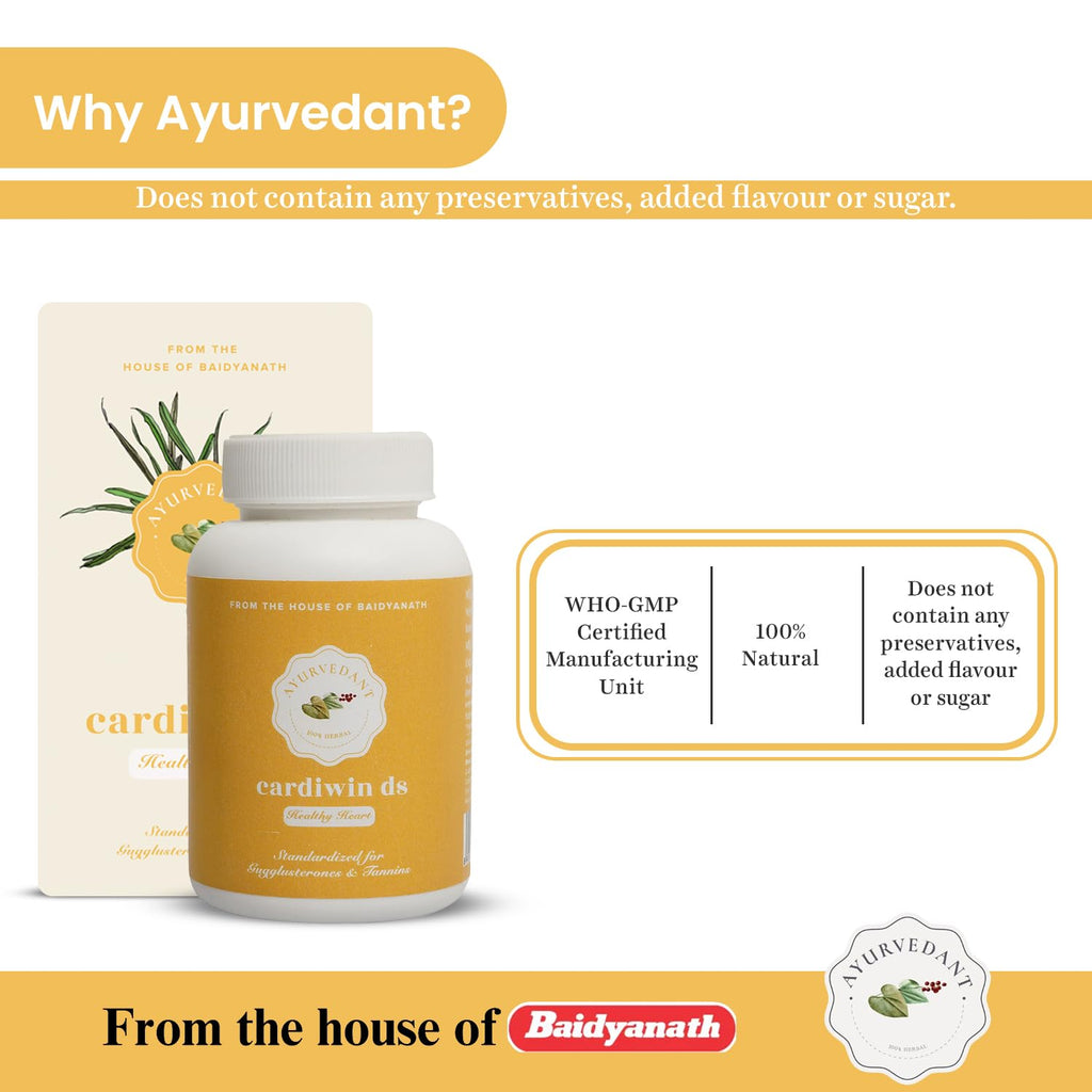 Baidyanath Asli Ayurved Ayurvedant Cardiwin Ds - Heart Health & Cholesterol Support | | 60 Tablets