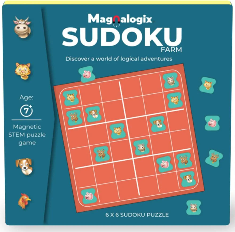 Pelikas Toyz Sudoku Puzzles Mind Games for Kids, Travel Toys for Kids 7 to 12 Years Old, Gift for Boys Girls, Magnalogix Sudoku Farm