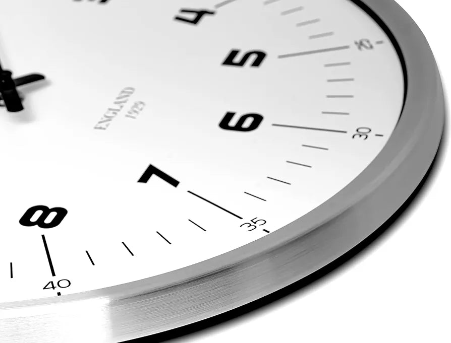 Harris & Co. Clockmasters Premium Wall Clock Luxury Number Dial - 13 Inch Analog White