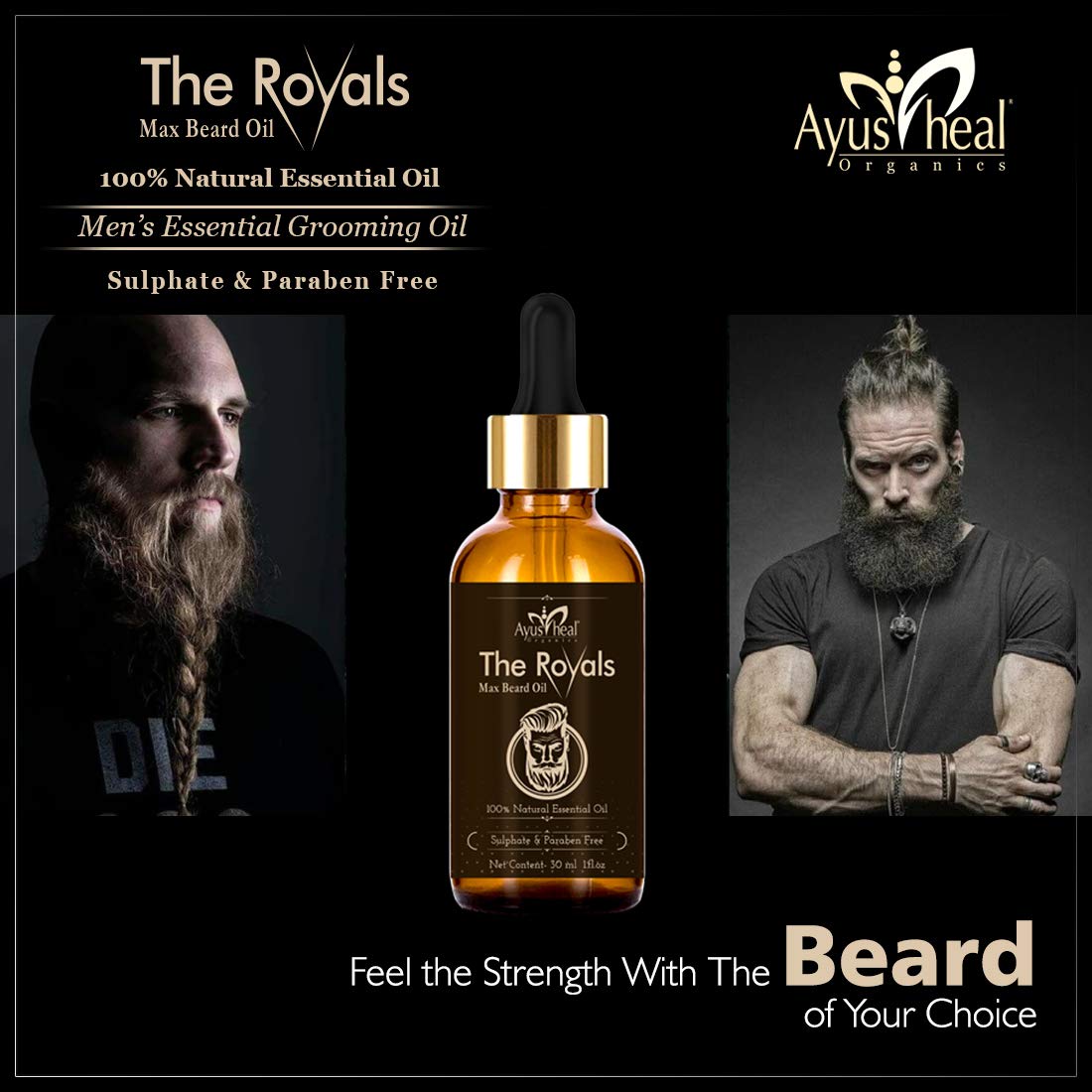 The Royals Max Beard Oil Men's Essential Grooming Oil Beard and Moustache Oil 30 Ml