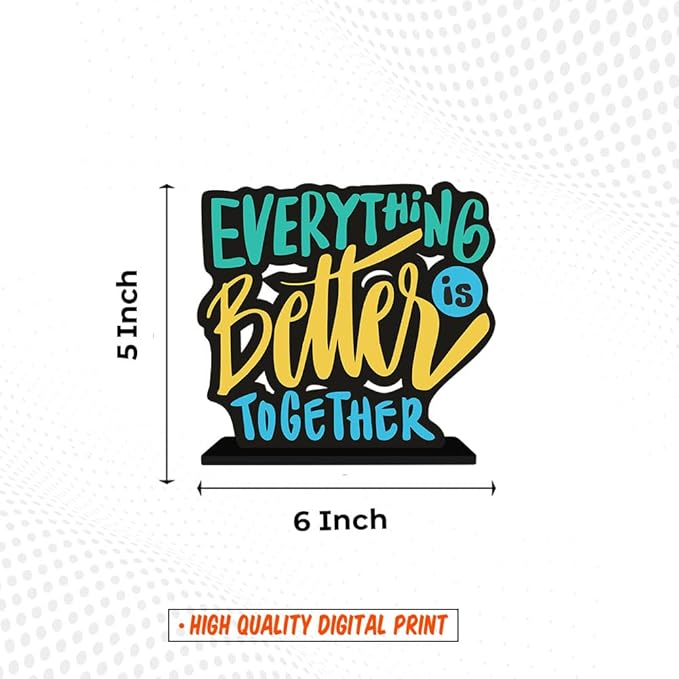Artvibes Art Vibes Wooden Idols&figurine Everything is Better Together Quote Table Decoration for Office Desk | Home Decor
