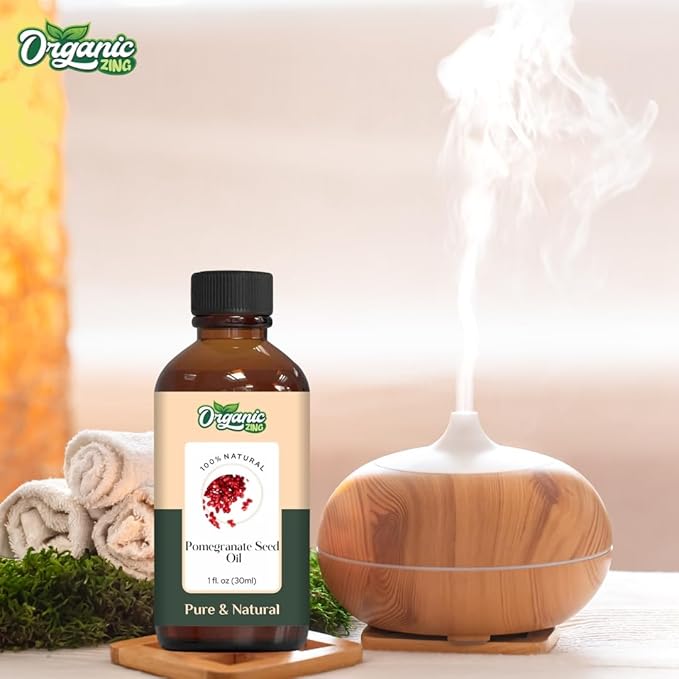 Organic Zing Pomegranate Seed Oil for Skin, Face, Hair Care, Aromatherapy, Diffuser, Conditioner - 30 Ml