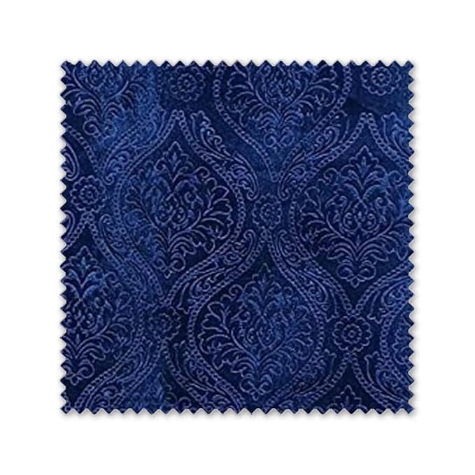Loomlyfe Damas Heavy Soft Thick Premium Designer Room Darkening Blackout Window Curtain | 2 Pieces | 5 Feet | Navy Blue