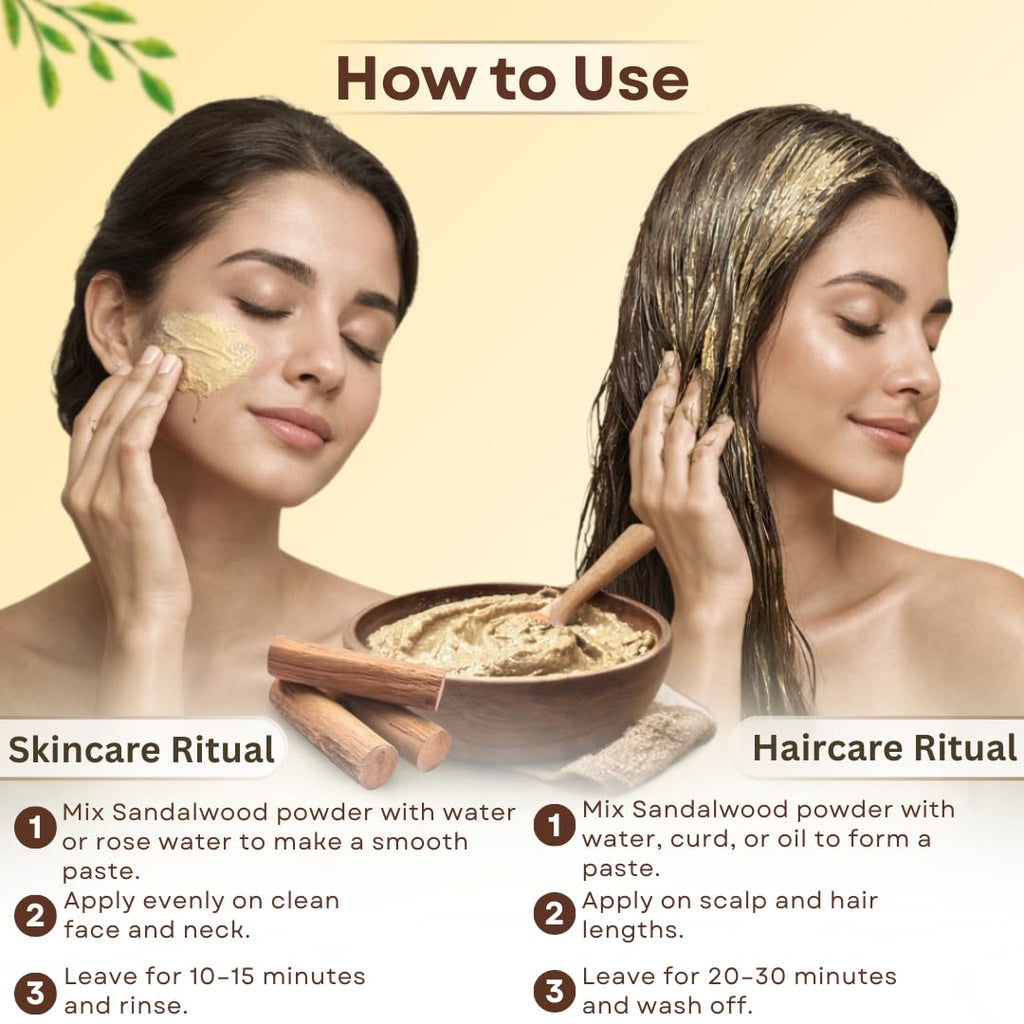 Smartdrops Sandalwood Powder for Hair and Skin Face Pack Hair Mask Mixing Powder for DIY Beauty and Scalp Care Routine | Sandalwood Powder Face Pack for Glowing Skin & Tan Removal | 100g (Pack-1)
