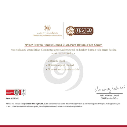 /PHD/ 0.3% Retinol Face Serum with Bakuchiol & Peptides | Retinol Serum for Face Anti Aging & Wrinkles | Night Serum for Men & Women | Reduces Fine Lines | For Younger-looking Skin | For Oily, Dry & Combination Skin | 30ml