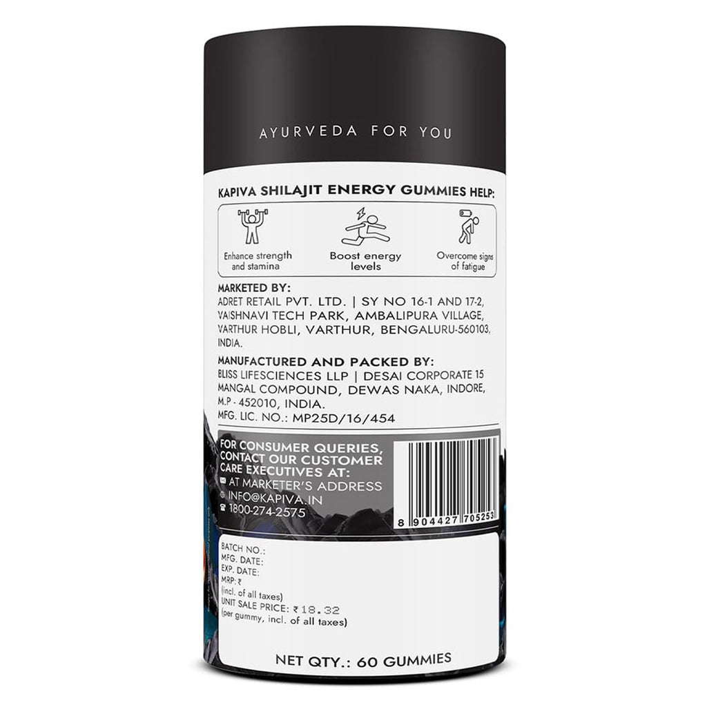 Kapiva Himalayan Shilajit/Shilajeet Gummies | 225mg Shilajit/Gummy | Ginger Honey Flavour | NABL-Certified Gummy | Boosts Energy Levels, Endurance & Stamina | No Added Sugar | Gelatin Free