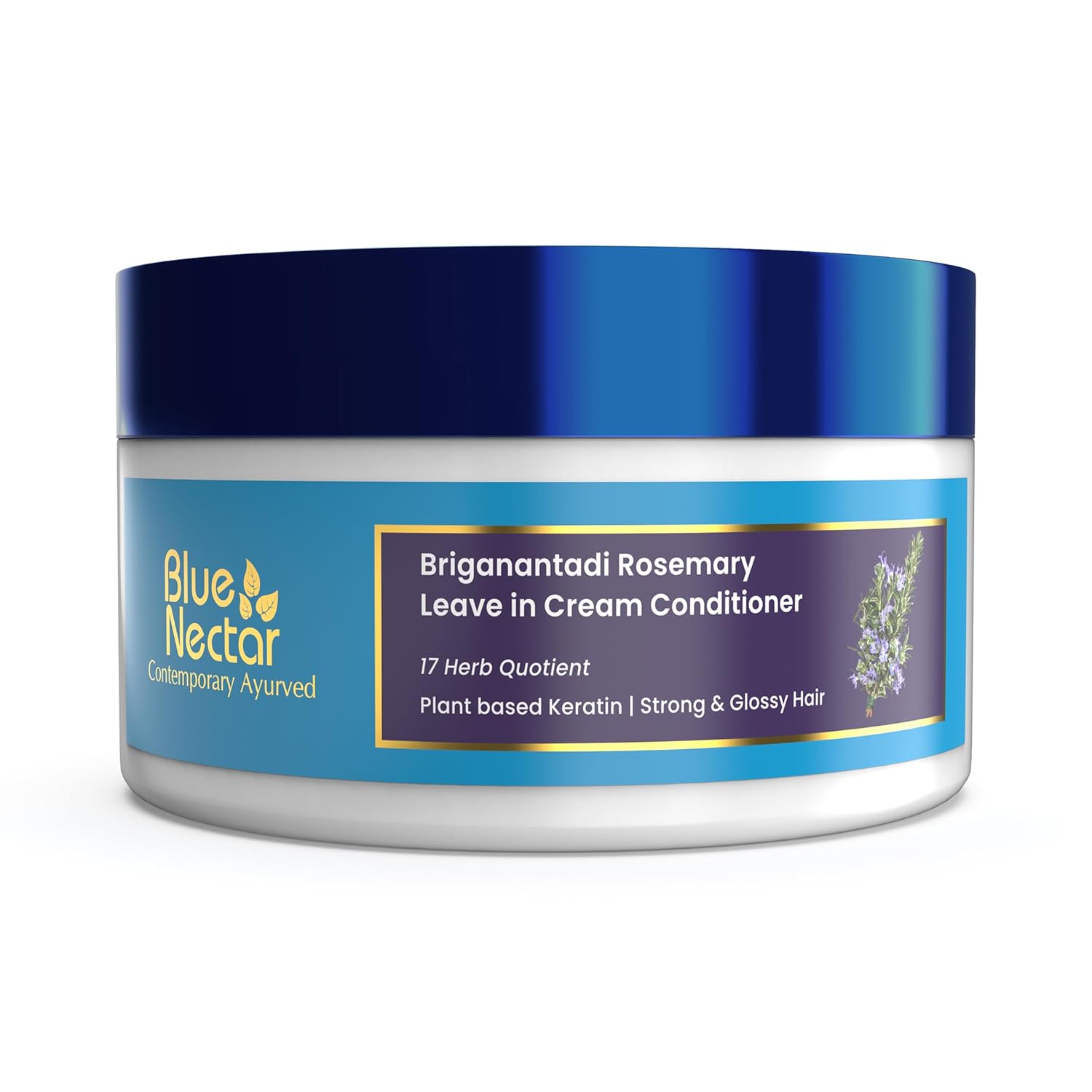 Blue Nectar Rosemary Leave in Conditioner for Wavy, Curly & Dry Hair | Hair Growth With Natural Keratin for Women & Men | Paraben Sulfate Free | (16 Herbs, 200 Grams)