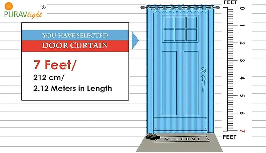 Purav Light Velvet Curtains 7 Feet Long Thermal Insulated Curtains for Door 2 PC