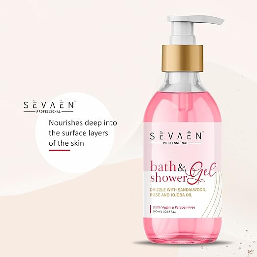 Sevaen Bath & Shower Gel Drizzle With Sandalwood Rose And Jojoba Oil - 300 ml