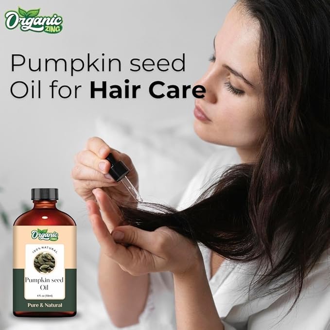 Organic Zing Pumpkin Seed Carrier Oil for Skin Care, Hair Care, Body Care - 118 Ml