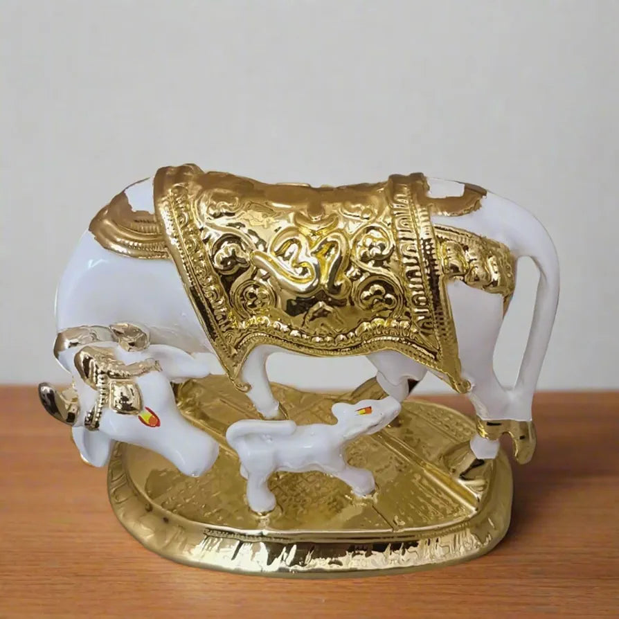 Alila Vastu Kamdhenu Cow with Calf Idol 24K Gold & 999 Silver Plated